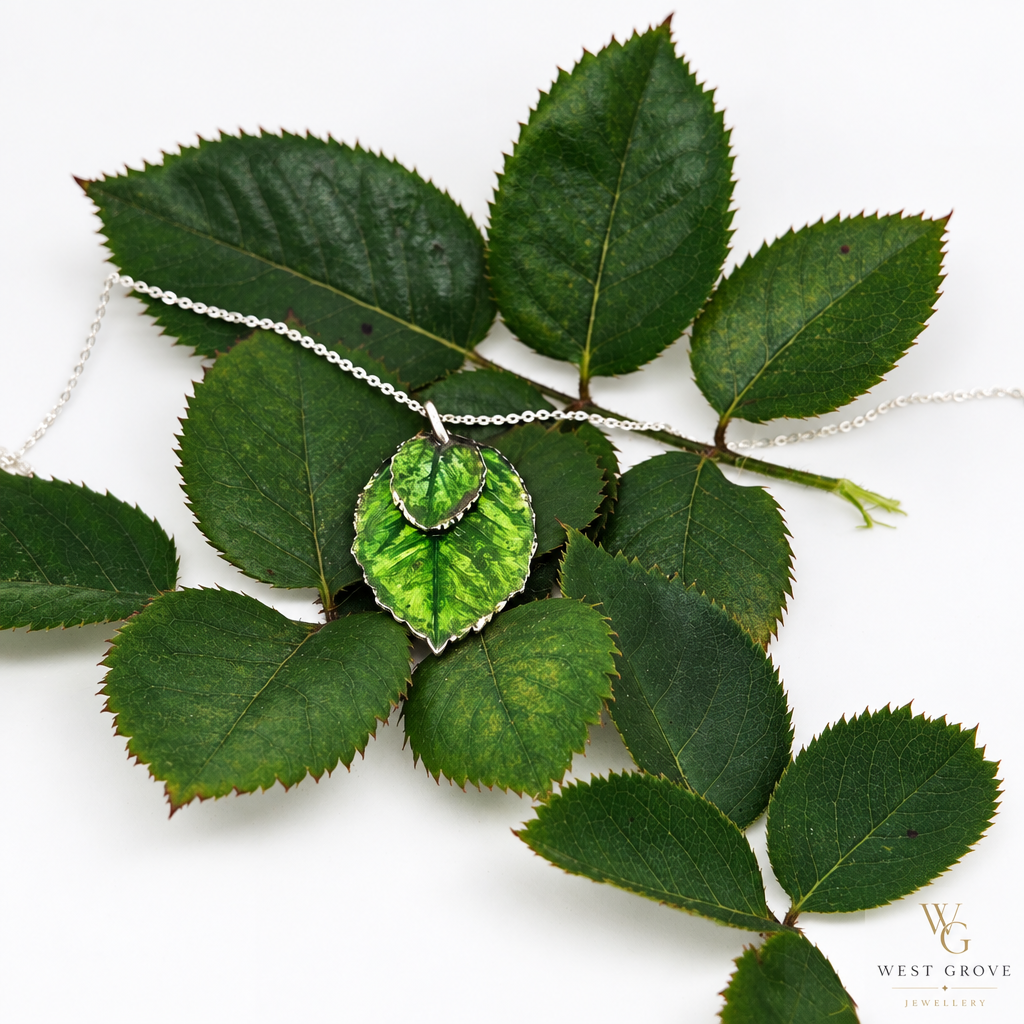 Double Rose Leaf Pendant watermarked