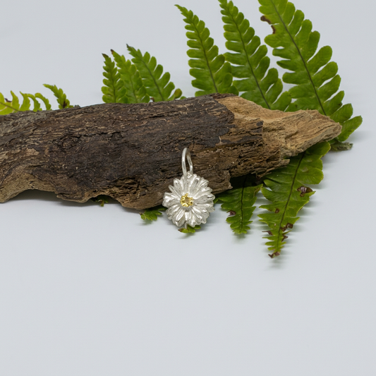 Silver Daisy Pendant with Keum-boo Gold foil Centre